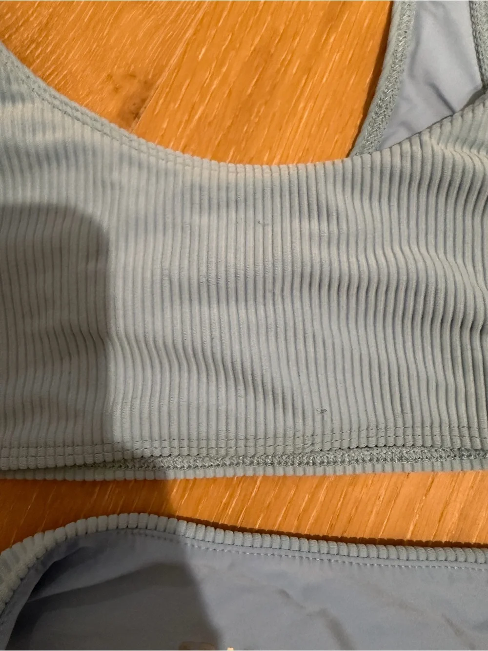 Frankie's Bikinis light blue ribbed bikini set